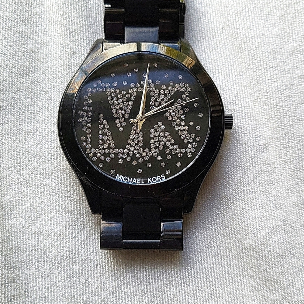 Michael's Kors Women's Black Stainless Steel Watch, Crystal Face